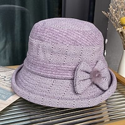Hats Headwear Polyester  Cotton Blend Bowler  Cloche Hat Bucket Hat Fedora Hat Casual Holiday Retro Elegant With Bowknot Pure Color Headpiece Headwear Lightinthebox