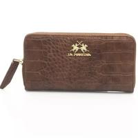 La Martina Elegant Brown Leather Zip Wallet (LA-22967)