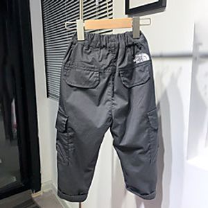 Kids Boys' Pants Khaki Navy Blue Gray Solid Colored Drawstring Basic miniinthebox