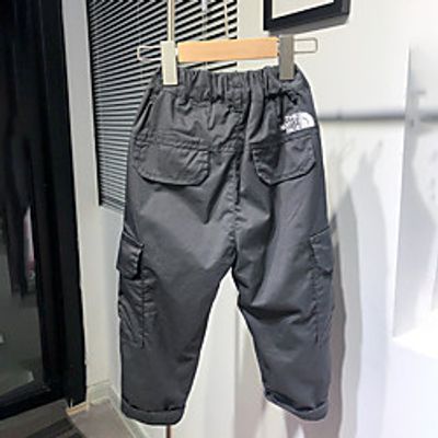 Kids Boys' Pants Khaki Navy Blue Gray Solid Colored Drawstring Basic miniinthebox