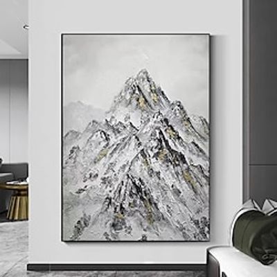 Landscape Painting Abstract Painting Handpainted Snow Mountain Painting Decoration Painting Handmade Winter Snow Landscape Painting Gray Abstract Art Lightinthebox