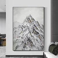 Landscape Painting Abstract Painting Handpainted Snow Mountain Painting Decoration Painting Handmade Winter Snow Landscape Painting Gray Abstract Art Lightinthebox - thumbnail