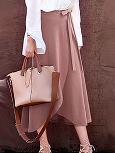 Fashionable high-waist irregular split skirt long mid-length strappy skirt