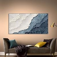 Hand painted 3D Earth Tone painting handmade Minimalist Ocean Painting on Canvas Textured Wall Art Sea Wave Painting Wabi-Sabi art Wall Art painting Morden Art for Bedroom Wall Decoration Lightinthebox