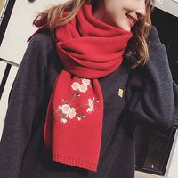 Solid Chinese Style Knit Plum Blossom Scarves