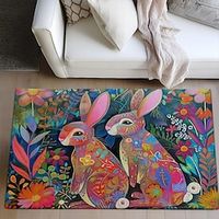 Art Painting Rabbits Area Rug Kitchen Mat Non-Slip Oil Proof Floor Mat Livingroom Rug Indoor Outdoor Mat Bedroom Decor Bathroom Mat Entrance Rug Door Mat Lightinthebox