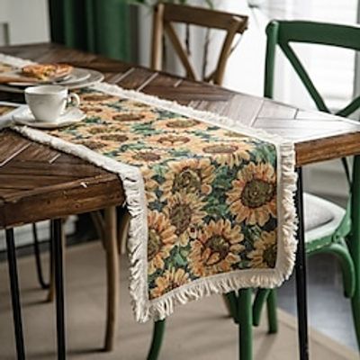 Sunflower VintageTablecloth, Cotton and Linen, Chinese Style Zen Style Table Runner, Tv Cabinet Cover Cloth, Light Luxury, Middle Strip Lightinthebox