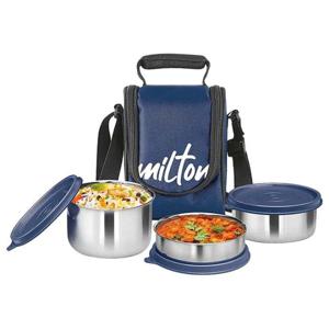 Milton Tasty 3 Stainless Steel Containers With Lunch Bag - Blue MT_TSS3_BU