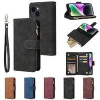 Phone Case For iPhone 15 Pro Max iPhone 14 13 12 11 Pro Max Mini SE X XR XS Max 8 7 Plus Wallet Case Zipper with Wrist Strap Kickstand Retro TPU PU Leather Lightinthebox