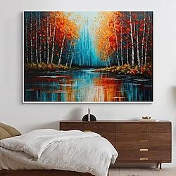 Forest Oil Painting On Canvas Hand painted Textured landscape oil painting Wall Art Abstract Landscape Painting Autumn oil painting wall Decor Home Decor for Living room Wall Decoration Lightinthebox