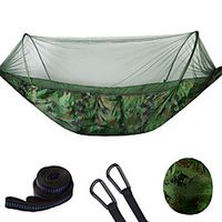 Camping Hammock with Pop Up Mosquito Net Double Hammock Outdoor Lightweight Quick Dry Anti-Mosquito Breathability Wearable Nylon for 2 person Fishing Camping Jacinth Gray Black Blue Pop Up Design miniinthebox - thumbnail