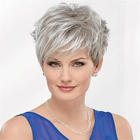 Synthetic Wig Curly Pixie Cut Machine Made Wig Short A1 Synthetic Hair Women's Soft Fashion Easy to Carry Silver Gray miniinthebox
