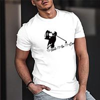 Men's Unisex Tee T shirt Shirt Hot Stamping Graphic Prints Golf Print Short Sleeve Casual Tops Cotton Basic Designer Big and Tall White miniinthebox - thumbnail