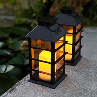 Solar Powered Integrated LED Outdoor Lantern, Vintage Style Solar Lights Metal Flickering Solar Lantern Hanging Lanterns Decorative for Garden Patio Courtyard Lightinthebox