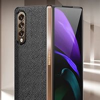 Phone Case For Samsung Galaxy Full Body Case Z Fold3 Full Body Protective Shockproof Dustproof Solid Colored Genuine Leather Lightinthebox - thumbnail