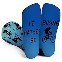 Socks Cycling Socks Men's Women's Bike / Cycling Breathable Soft Comfortable 1 Pair Graphic Cotton Blue S M L / Stretchy miniinthebox - thumbnail