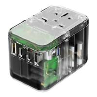 Powerology 65W PD Universal Multi-Port Travel Adapter with 4 Type-C Output - Transparent - thumbnail