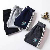 Kids Boys Pants Trousers Pocket Letter Comfort Pants School Cool Daily Black Royal Blue Light Grey High Waist Lightinthebox - thumbnail