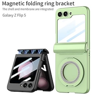 Phone Case For Samsung Galaxy Z Flip 5 Z Flip 4 Z Flip 3 Back Cover with Stand Holder with Screen Protector Shockproof Retro TPU PC miniinthebox
