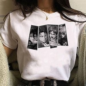 Inspired by Attack on Titan Cosplay Cartoon Manga Back To School Print Harajuku Graphic Kawaii T-shirt For Men's Women's Adults' Polyester  Cotton Blend Lightinthebox