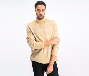 Mens Turtleneck Sweater  Khaki/Grey
