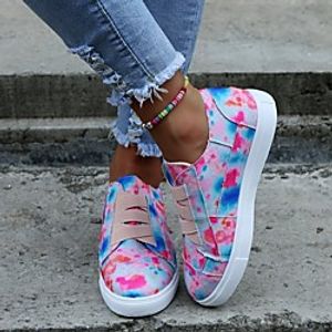 Women's Loafers  Slip-Ons Flat Heel Round Toe Daily PU Flower Camouflage Color Block Purple Blue Pink miniinthebox