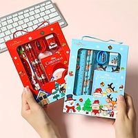 6pcs, Christmas Stationery Gift Box Prizes - Full Set Of Student Stationery, Children's Christmas Gift Prizes. Includes 2 Pencils, 1 Pencil Sharpener, 1 Eraser, 1 Ruler, And 1 Notebook Lightinthebox - thumbnail