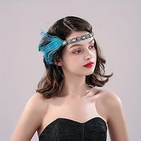Retro Vintage Roaring 20s 1920s Headpiece Flapper Headband Feathers Headband The Great Gatsby Women's Cosplay Costume Halloween Party Masquerade Headwear miniinthebox