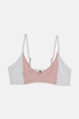 Womens Ribbed Scoop Neck Bikini Top White/Blush Womens Ribbed Scoop Neck Bikini Top White/Blush
