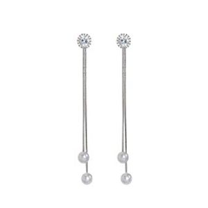 Women's White Freshwater Pearl Earrings Hanging Earrings Classic Long Ladies Fashion S925 Sterling Silver Earrings Jewelry Silver For Party Daily 1 Pair miniinthebox