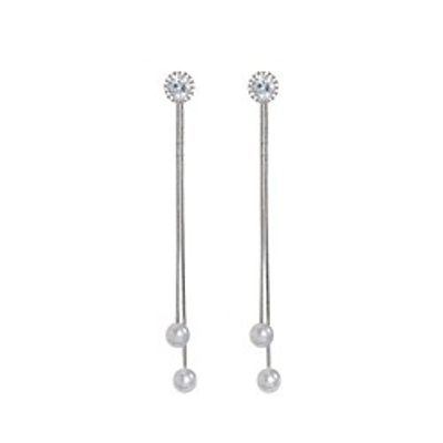 Women's White Freshwater Pearl Earrings Hanging Earrings Classic Long Ladies Fashion S925 Sterling Silver Earrings Jewelry Silver For Party Daily 1 Pair miniinthebox