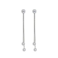 Women's White Freshwater Pearl Earrings Hanging Earrings Classic Long Ladies Fashion S925 Sterling Silver Earrings Jewelry Silver For Party Daily 1 Pair miniinthebox - thumbnail