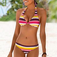 Women's Bikini Swimsuit Normal Swimwear Bathing Suits Blue Wine Green  Padded Bras Lightinthebox - thumbnail