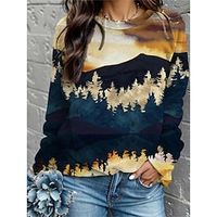 Women's Sweatshirt Pullover Active Sportswear Navy Blue Graphic Casual Sports Round Neck Long Sleeve Top Micro-elastic Fall  Winter Lightinthebox