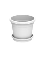 Cosmoplast Round Flower Pot with Tray 6 inch White