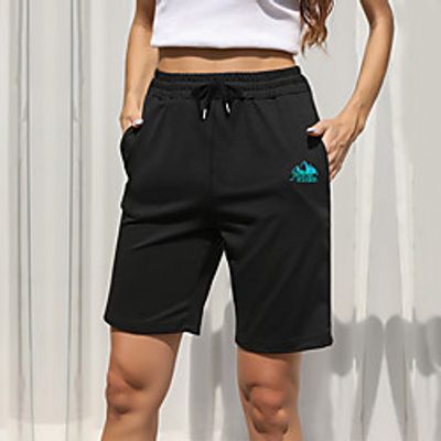 Women's Shorts Chino Casual Daily Chinos Shorts Pants Letter Short Pocket Print Black Lightinthebox