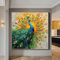 Peacock Canvas Hand painted Elegant Peacock Wall Art Vibrant Bird Handmade Animals Wall Decor Painting On Canvas Peacock Home Decor Lightinthebox