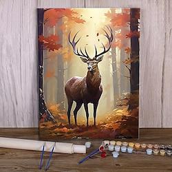 1pc Colorful Deer Paint By Numbers Kit for Adults DIY Digital Oil Painting with Acrylic Paint 16 20 Inch Canvas Wall Art - Relaxing Leisure Activity Perfect for Bedroom Wall Decor Lightinthebox