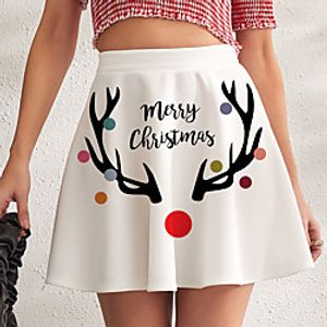 Women's Christmas Homecoming Streetwear Punk  Gothic Mini Skirts Graphic Letter Ruffle Print White Black Red miniinthebox