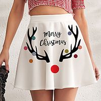 Women's Christmas Homecoming Streetwear Punk  Gothic Mini Skirts Graphic Letter Ruffle Print White Black Red miniinthebox - thumbnail