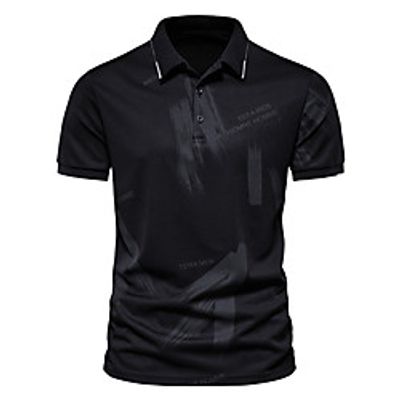 Men's Polo Letter Short Sleeve Casual Tops Fashion White Black Lightinthebox