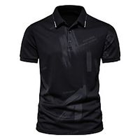 Men's Polo Letter Short Sleeve Casual Tops Fashion White Black Lightinthebox - thumbnail