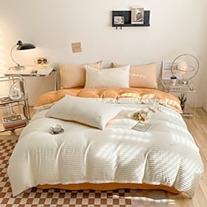 Solid Color Washing Sanding Duvet Cover Set Bedding Set Luxury Soft Microfiber Comforter Cover Queen Size 4 Piece Bedding Set 1 Duvet Cover 1 Bed Sheet 2 Pillowcases) coverlet miniinthebox