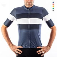 21Grams Men's Cycling Jersey Short Sleeve Bike Top with 3 Rear Pockets Mountain Bike MTB Road Bike Cycling Breathable Quick Dry Moisture Wicking Reflective Strips Yellow Red Blue Color Block Stripes Lightinthebox - thumbnail