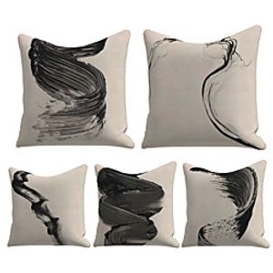 Cushion Cover 5PC Faux Linen Soft Decorative Square Throw Pillow Cover Cushion Case Pillowcase for Sofa Bedroom 45 x 45 cm (18 x 18 Inch) Superior Quality Mashine Washable miniinthebox