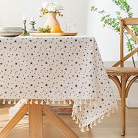 100% Cotton Printed Tablecloth Poka Dot Stars with Tassel Lightinthebox