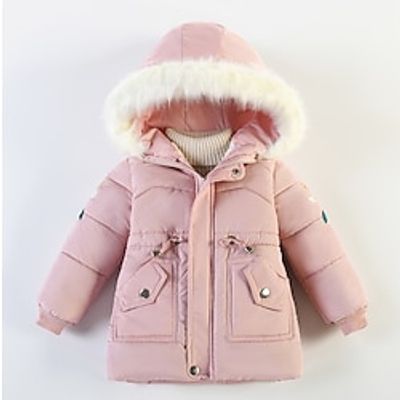 Toddler Girls' Children's Day Hoodie Jacket Solid Color Fashion V Neck School Coat Outerwear 3-7 Years Winter Black Pink Red Lightinthebox