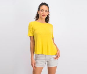 Womens Roni Tulip Back Knit Top  Mustard