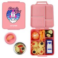 Eazy Kids Jumbo Bento Lunch Box With Insulated Jar - Cosmic Girl Pink