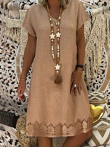 V Neck Printed Shift Dress
